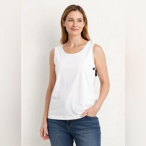 L.L.Bean White 100% Supima Cotton Shell sleeveless Top Petite XL NWT